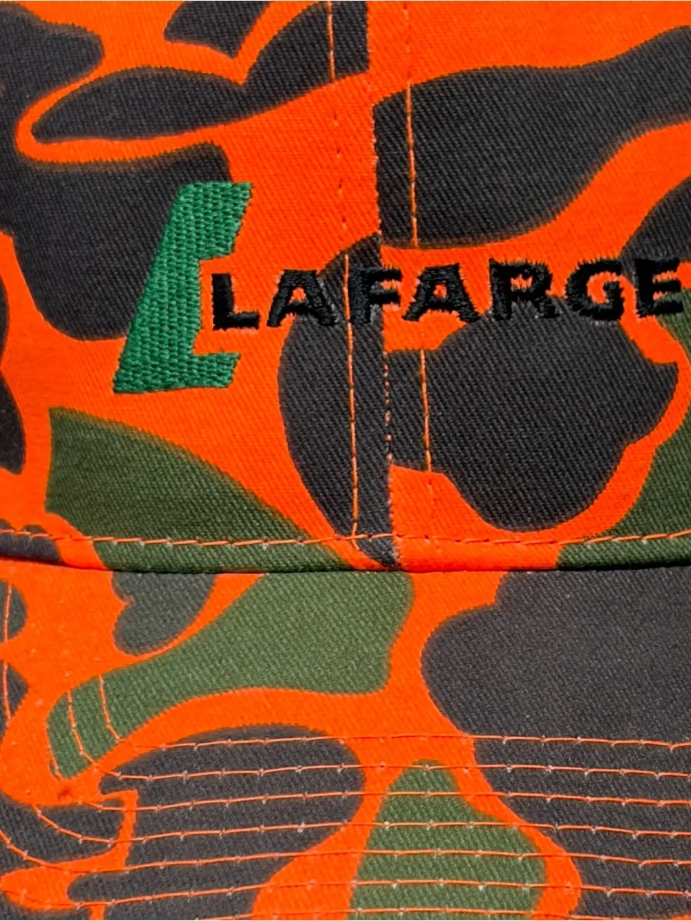 Lafarge Company Orange Camo Trucker Snapback Hat By Otto